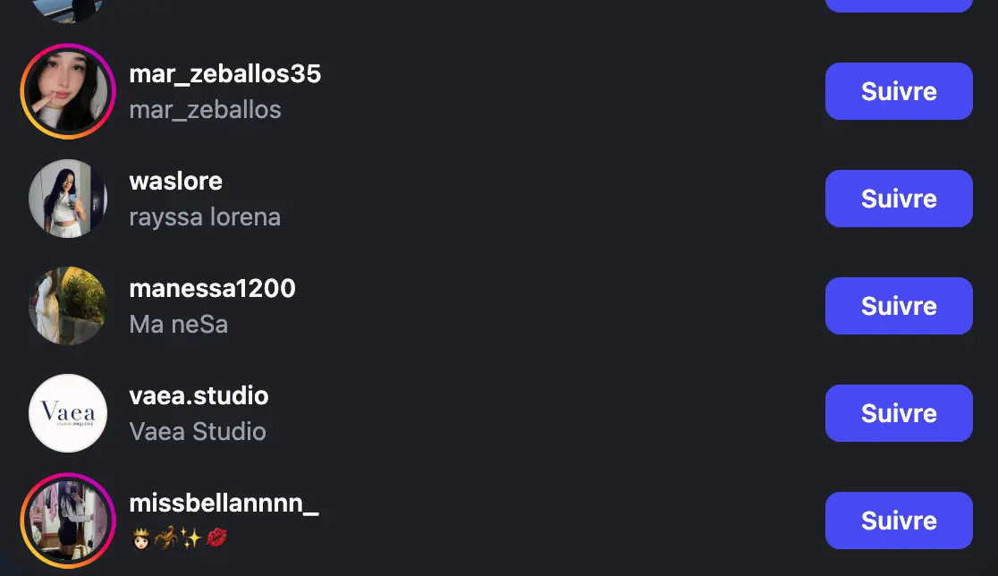 Vista previa de seguidores Instagram reales — perfiles activos que seguirán tu cuenta